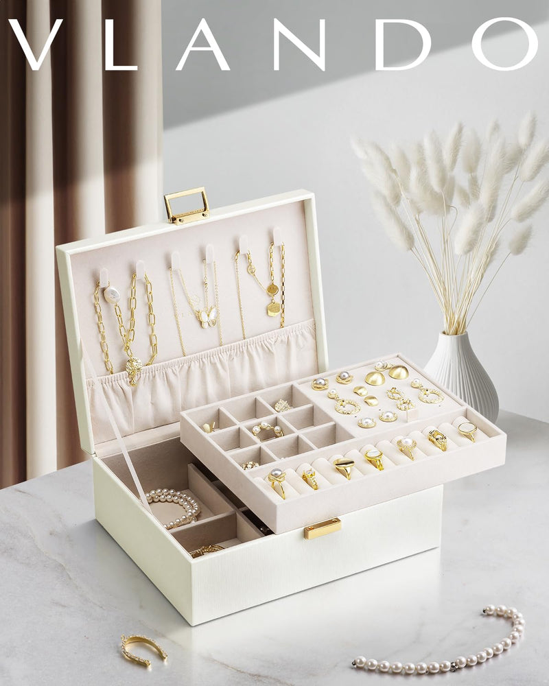 Vlando Jewelry Box for Women & Travel Makeup Bag