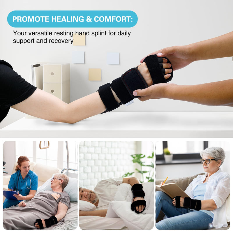 [Australia] - Stroke Resting Hand Splint & Wrist Brace Support Bundle - Prevent Flexion Contractures, Night Immobilizer Wrist Finger Brace with Finger Separator for Stroke Recovery, Arthritis, Tendinitis Left Medium 
