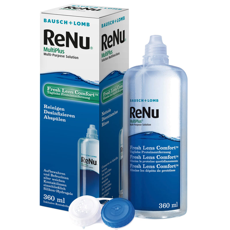 [Australia] - Bausch + Lomb ReNu MultiPlus contact lens care product combination solution, soft lenses, single bottle 1 x 360 ml, transparent New product - 3 languages 
