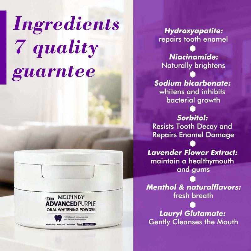 2 PCS Teeth Whitening Powder, Nano Hydroxyapatite Remineralizing Tooth Powder with Niacinamide,R5X Advanced Purple Color Balance Immediate Results, Mint Flavor, 2 * 50 Grams