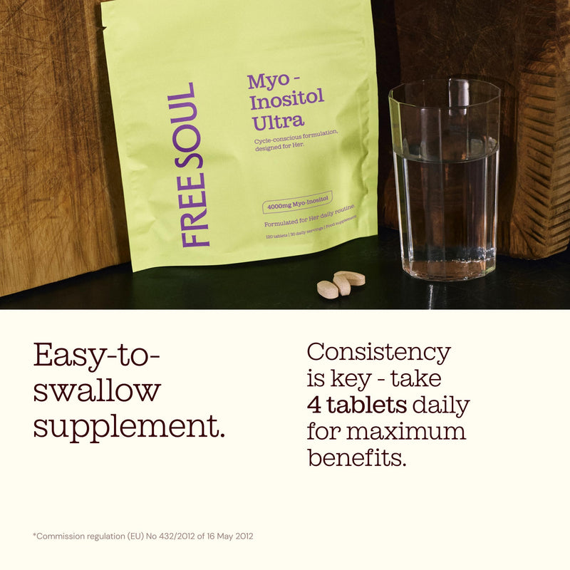 Free Soul Myo-Inositol Ultra Supplement | 4,000mg Myo-Inositol, 200ug Folate, 100ug Chromium Plus 10,000mg Maca for Women | Supplements for Women | Vegan & Gluten-Free | 120 Tablets 1 Month's Supply