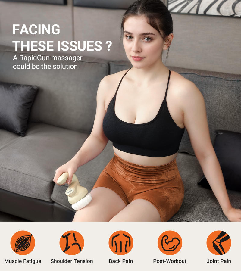 [Australia] - Prime Handheld Mini Therapy Massager - 3D Rotating &Vibrating Deep Tissue Back Massager, Adjustable Multi-Speed Trigger Point Massage Tool for Body Pain Relief, Portable Muscle Recovery Gift 