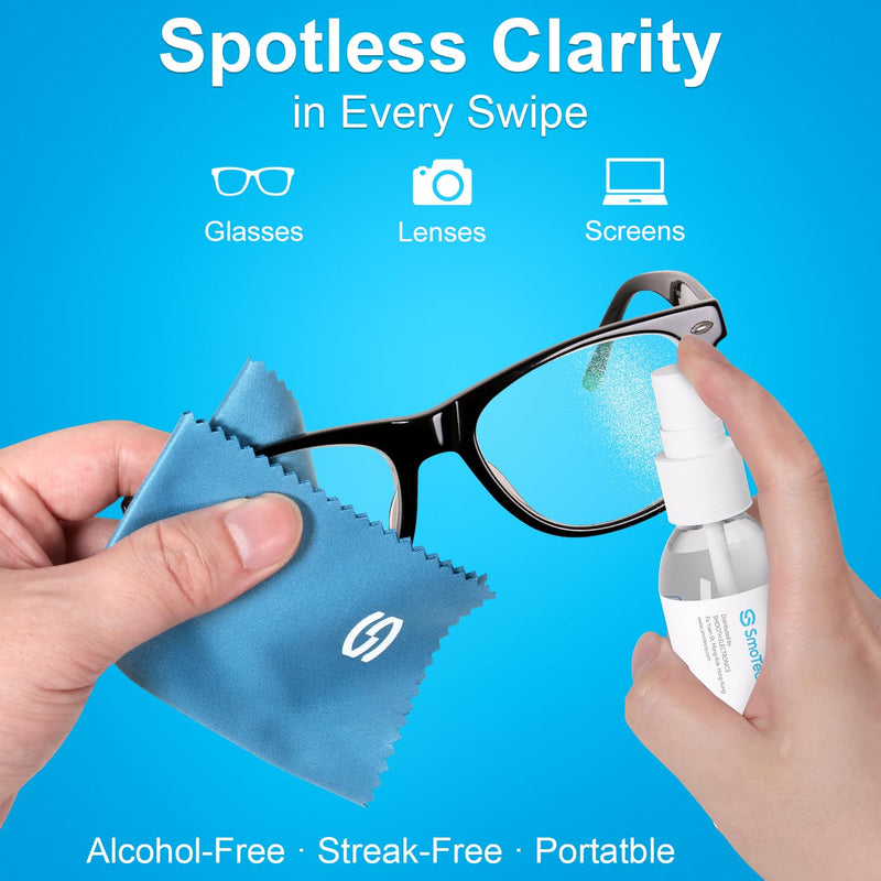 [Australia] - SmoTecQ Lens Cleaner Spray Kit ‚Äì Plant-Based, Alcohol-Free Cleaning Solution for Glasses, Camera Lenses & Screens | Includes 2 x 2oz Spray Bottles, 2 Streak-free Microfiber Cloths & 1 Travel Pouch 4 Fl Oz (Pack of 1) 