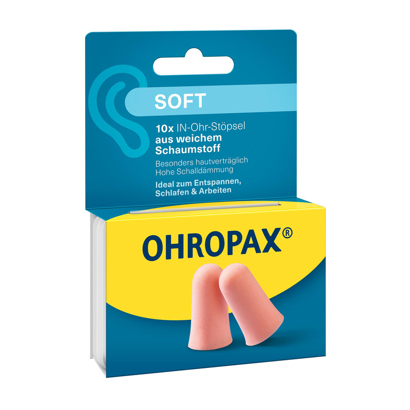 [Australia] - OHROPAX Soft earplugs - IN-ear plugs made of soft foam - particularly inconspicuous and comfortable - sound insulation value SNR 31 dB - ideal for relaxing, sleeping and working - pack of 10 Soft New 