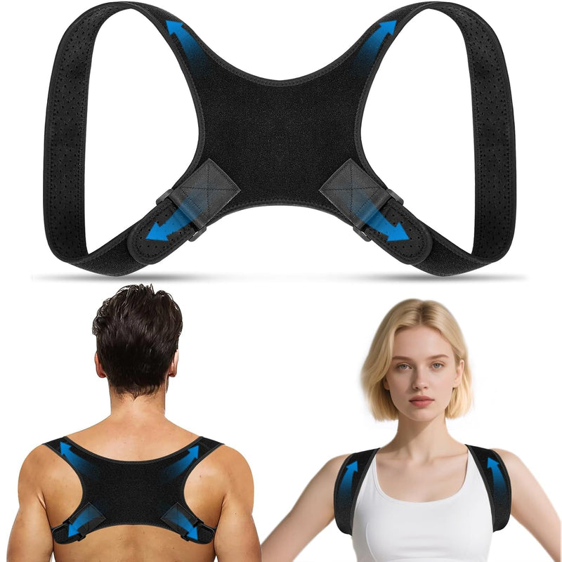 Back Brace Posture Corrector for Men - Bionic System Adjustable Upper Back Support Shoulder Posture Brace for Women, Back Straightener Neck Pain Relief 004-14-200