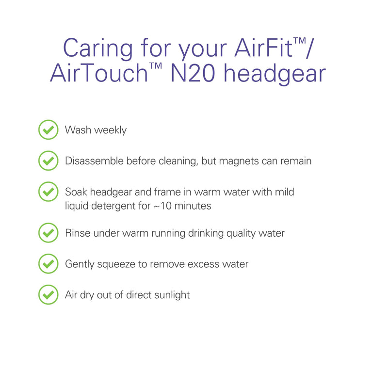 [Australia] - ResMed AirFit/AirTouch N20 Headgear - Replacement Headgear - Features Magnetic Headgear Clips - Standard/Medium, Blue 