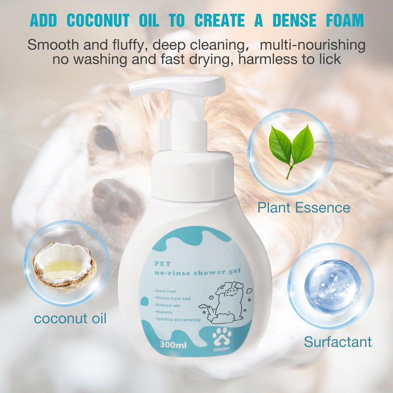 12.8oz Waterless No Rinse Dry Dogs Shampoo, Licking Safe Dry Shampoo for Cats, Foam Puppy Bath Cleaner Tool, Grooming for Kitten Doggy Sensitive Skin, Bathless Cleaning Pet Wash Shampoo - PawsPlanet Australia