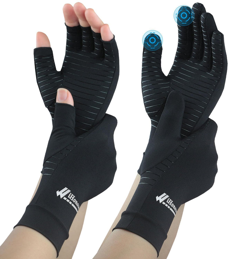 Big Mango 2 Pairs Copper Arthritis Gloves, Compression Gloves for Women Men Relieve Pain from Rheumatoid Arthritis, Carpal Tunnel, Swelling, Everyday Hands Support (Open Finger + Full Finger, Small) Small (2 Pair)