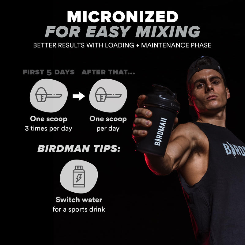 [Australia] - BIRDMAN Micronized Creatine Monohydrate Powder, Muscle Recovery, Caffeine free, Creatine Pre workout, Vegan, Post workout, Gluten free, Sugar free | 80 Servings (5 grams each) | 0.8lb 400g 