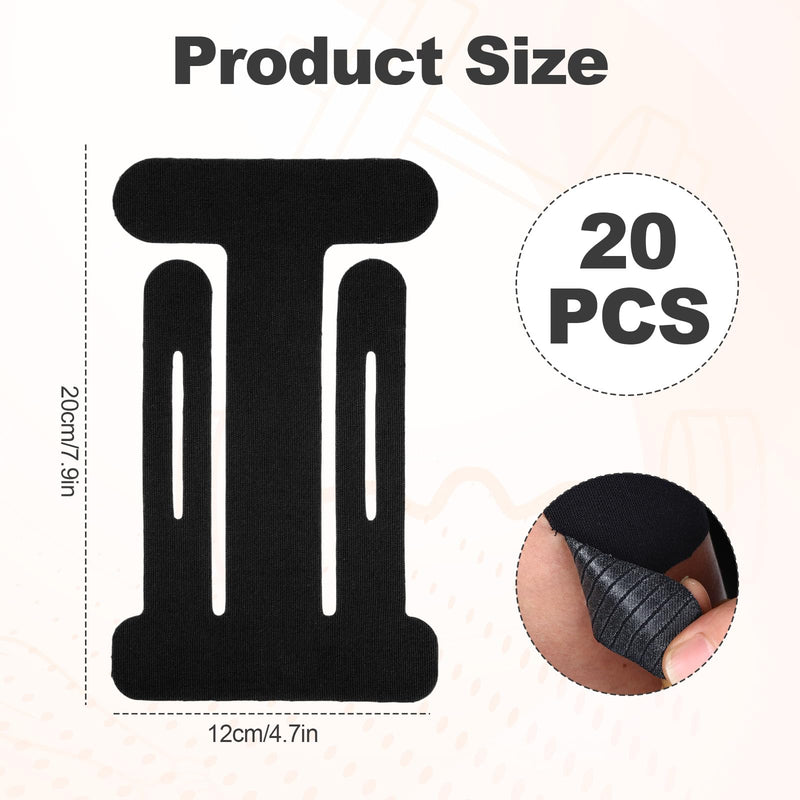 20 Count Pre-Cut Kinesiology Tape for Elbow, Precut Muscle Tapes Strips for Elbow Waterproof Breathable Hypoallergenic Latex-Free, Elastic Cotton Sports Athletic Tapes for Elbow Pain Relief & Support Black