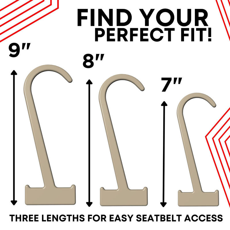 [Australia] - Seatbelt Catcher - Set of 3 Car Seatbelt Extender Grabbers for Seniors - Mobility & Daily Living Aids and Assistive Devices for Elderly with Neck & Shoulder Mobility Issues - 9", 8" 7" - Black 3 Piece 