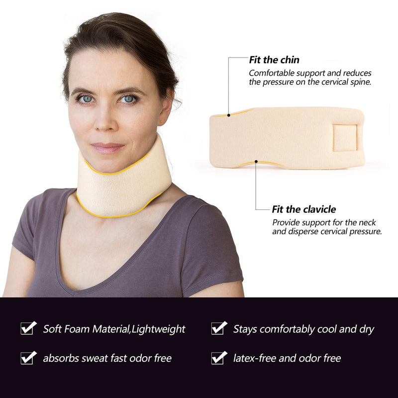 [Australia] - Cozyhealth Soft Foam Neck Support Universal Neck Brace Adjustable Neck Support for Sleeping Relieves Neck Pain and Spinal Pressure (White, 2.5" Deep Collar, M) 