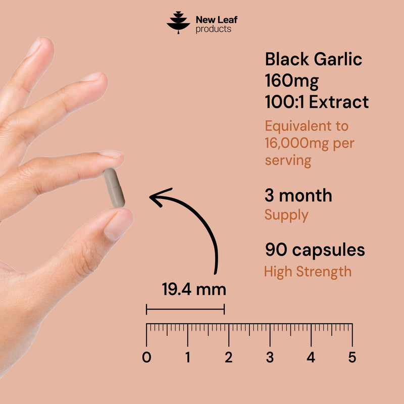 Aged Garlic Extract Capsules 16,000mg Equivalent (160mg 100:1 Extract) – Odourless Black Garlic Capsule with Naturally Occurring SAC & Polyphenols – 3 Month Supply