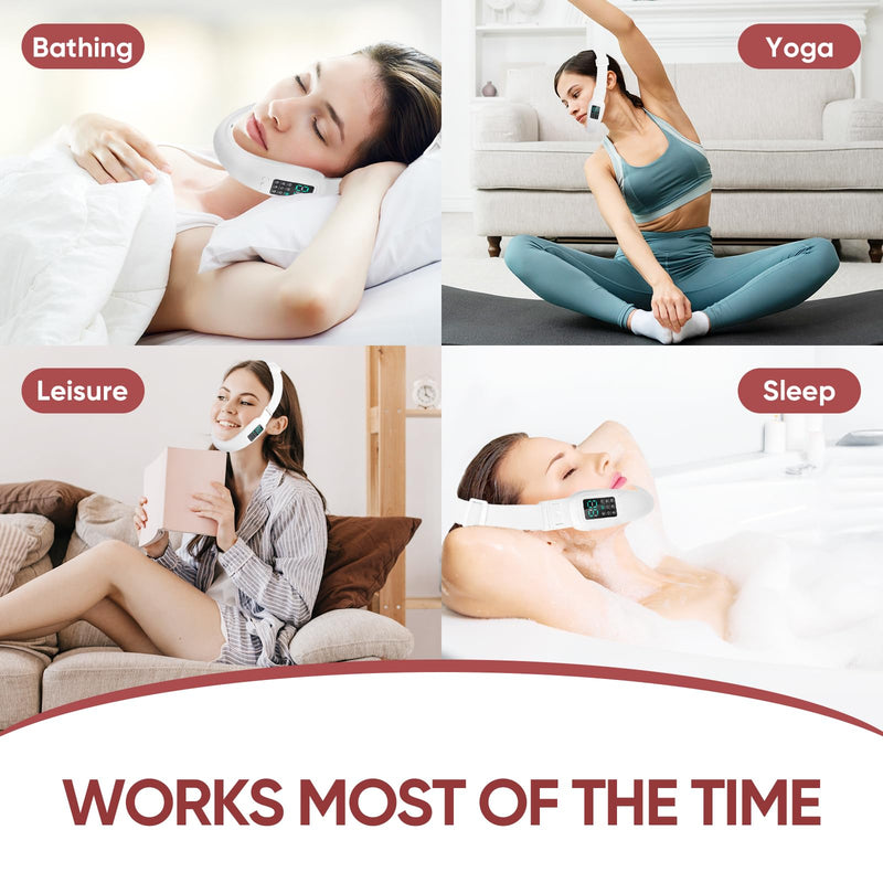 Intelligent Electric Double Chin and V-Shaped Face Machine with 8 Modes & 15 Adjustable Intensities - Women's V-Face Device White