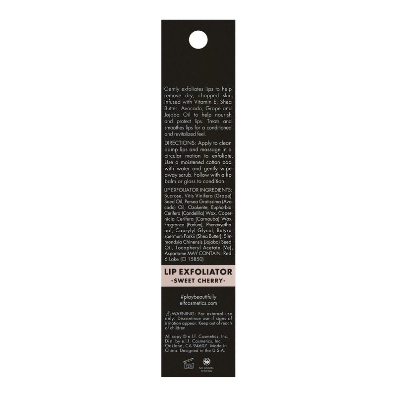 e.l.f. Lip Exfoliator, Smoothing, Conditioning, Easy To Apply, Removes Dry, Chapped Skin, Sweet Cherry, Infused with Vitamin E, Shea Butter, Avocado, Grape and Jojoba Oils, 0.11 Oz 0.11 Ounce (Pack of 1)