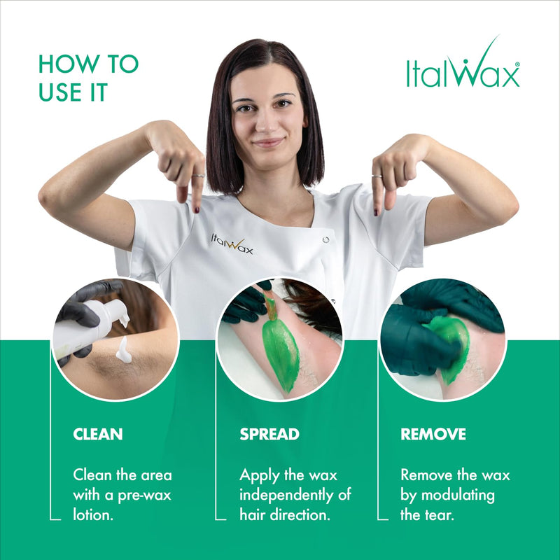 [Australia] - Italwax Top Line Emerald - 750g / 1.65lb - Hard wax beads for hair removal - Scent free - Synthetic formulation ideal for sensitive skins - Recommended for the Bikini Area and Armpits 