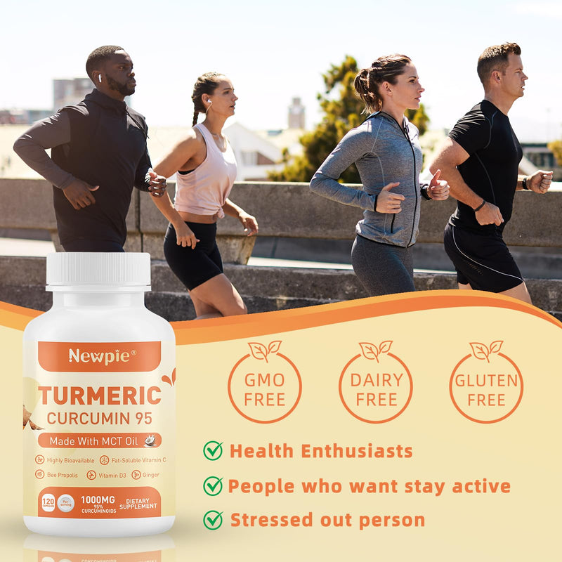 Turmeric Curcumin Supplement with MCT Oil 50mg,120 Capsules 1000mg Turmeric Extract 95% Curcuminoids,Fat Soluble Vitamin C,Bee Propolis,Ginger,Vitamin D3,Zine,Non-GMO,Gluten Free (1) 1