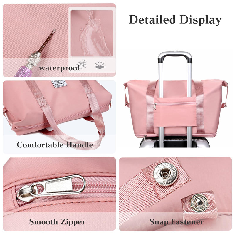 Travel Duffle Bag Women Sport Bag Expandable Holdall Large Carry on Bag Gym Tote Bag Shoulder Bag for Vacation Sports Weekend Grey