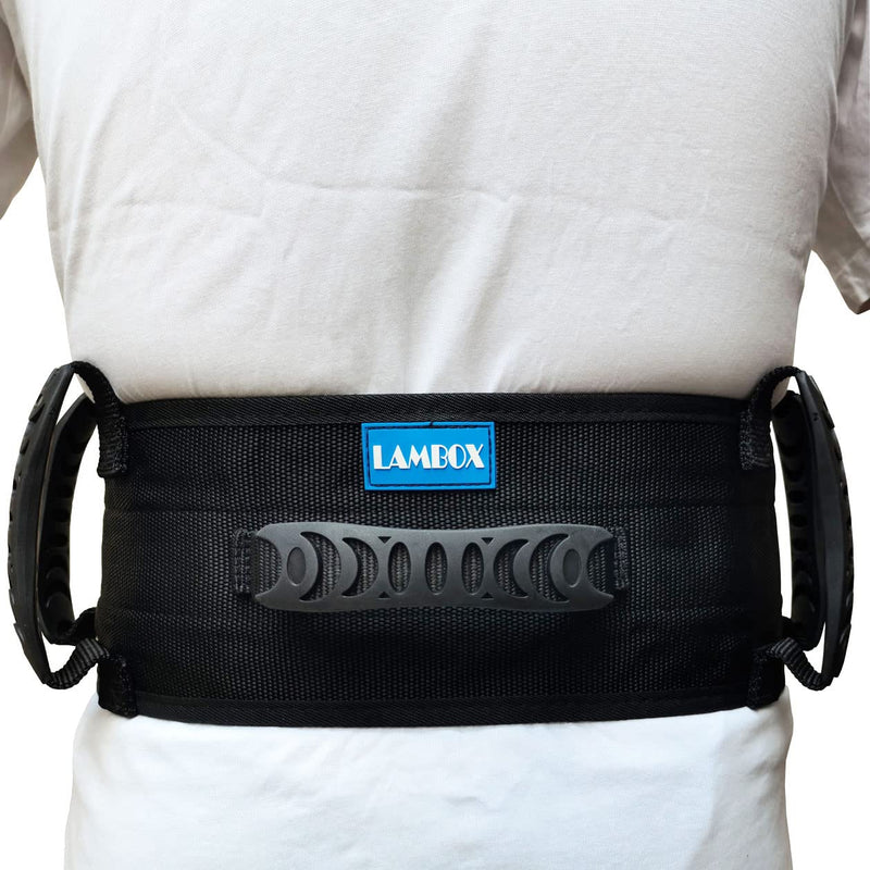 [Australia] - LAMBOX Gait Belt Transfer Belt with Plastic Handles-Medical Nursing Safety Patient Assist for Occupational & Physical Therapy, Seniors with Metal Buckle 55" Black 1 Count (Pack of 1) 