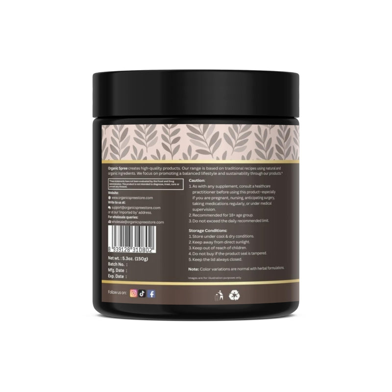 Organic Spree Stamiora Powder – 150 g (5.3 oz) | USDA Organic Certified | Ayurvedic Herbal Blend of Gokshura, Safed Musli, Ashwagandha, Guduchi & Moringa