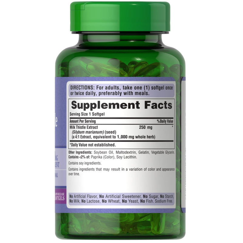 [Australia] - Puritan's Milk Thistle 4:1 Extract 1000mg 180 Softgels (Silymarin) Liver Health 180 Count (Pack of 1) 