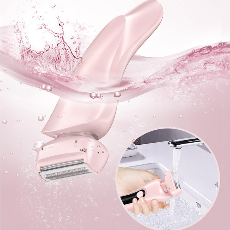 2 in 1 Women Electric Shaver, Dual Head Bikini Trimmer for Women, Rechargeable Ladies Electric Razor for Bikini Underarm Leg Arm Body Face Private Area, Wet and Dry Use Body Hair Trimmer