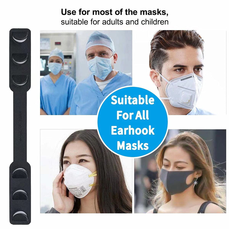 [Australia] - Ear Savers for Masks - Mask Holders to Protect Ears, Mask Straps for Back of Head, Face Mask Extender Strap, Mask Hooks Behind Head (8pcs, Multicolor) Black, Transparent, Pink, Blue 