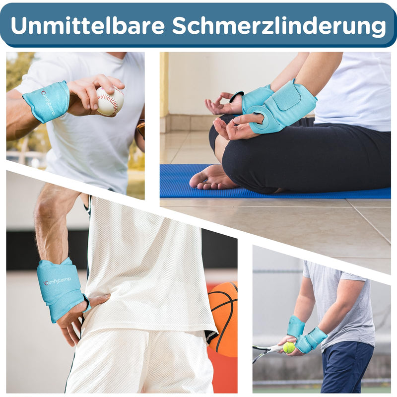 [Australia] - Comfytemp cooling cuff wrist with Velcro fastener (2 pieces) cooling bandage, gel cooling pads for carpal tunnel pain, arthritis and tendonitis, cold warm compress cooling pack 