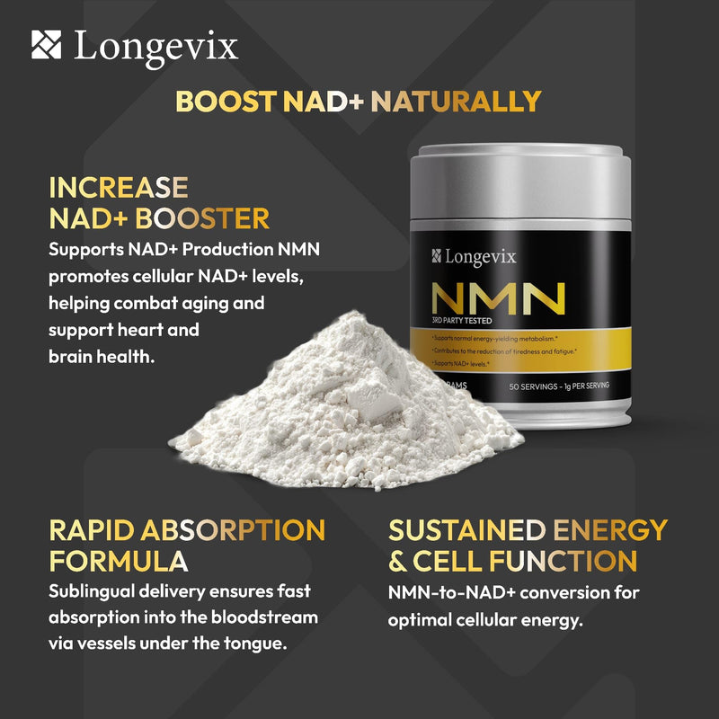 NAD Powder 50,000mg/50g - Pure - High Strength NAD Supplement - NAD+ Support - Vegan - NAD Supplements UK Pure