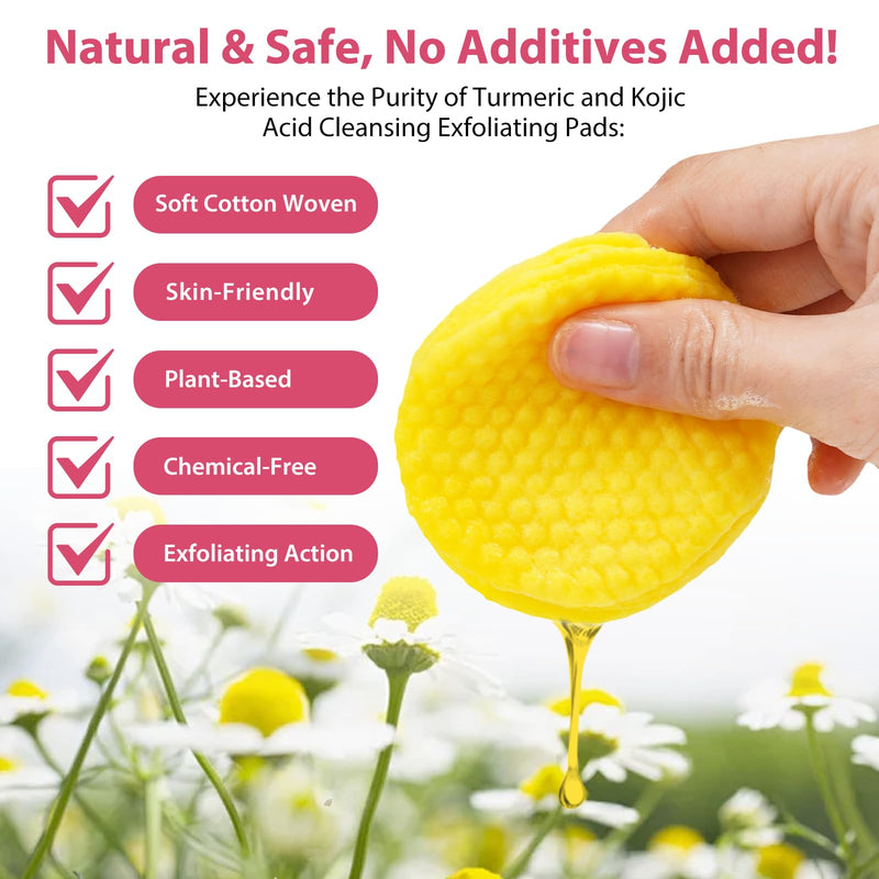 NIFEISHI Turmeric Face Scrub Pads, 120pcs Turmeric Cleansing Pads with Vitamin B5, Vitamin C Turmeric, Sugar Cleansing Ps for Face and Body 120 Count (Pack of 1)