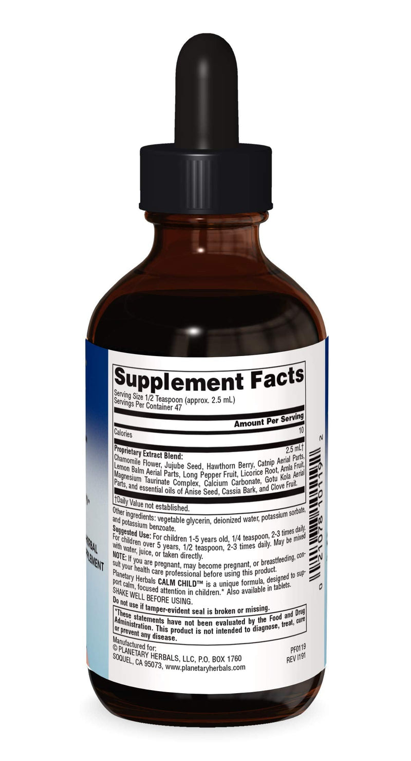 [Australia] - Planetary Herbals Calm Child Herbal Syrup - Includes Soothing Botanicals Chamomile, Lemon Balm, Catnip & More - 4oz 