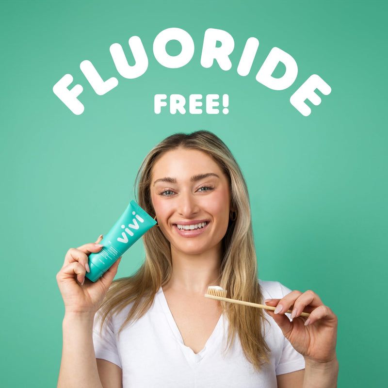[Australia] - vivi Fluoride Free Nano Hydroxyapatite Whitening Toothpaste – Sensitivity Relief, Gently Removes Stains & Strengthens Enamel, Peroxide Free, with Xylitol, Mint Flavor, 4oz 1pk 