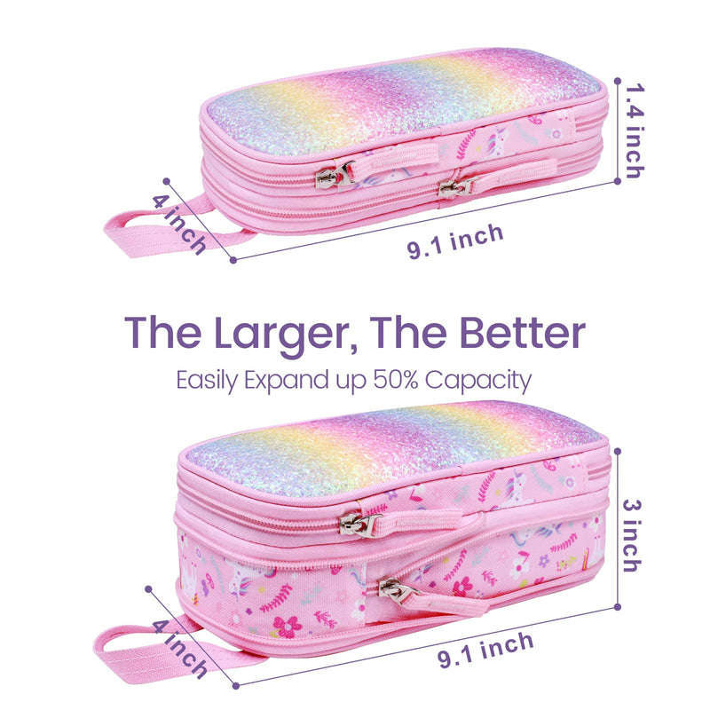 Bagseri Dance Bag for Girls - Ballet Bag for Girls Large Capacity Pencil Pen Case Expandable Cute Pencil Case for Girls Kids Bundle