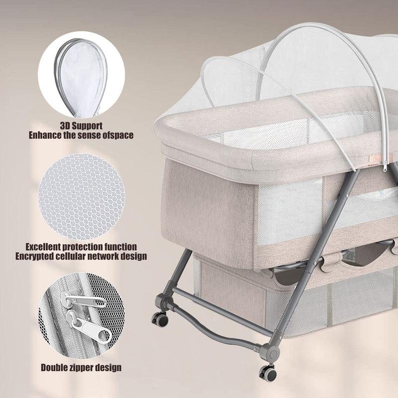 [Australia] - Bassinet Cover for Cats with Two-Way Zipper,Portable Bassinet Mosquito Net Cover,Mosquito Net to Keep Pets Out(White) White 