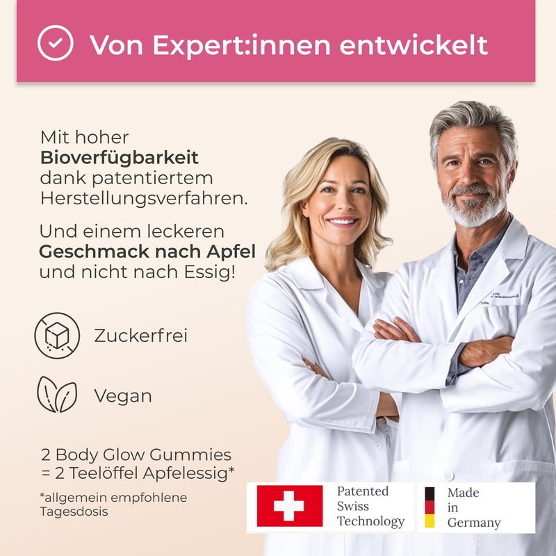 [Australia] - YUICY® Apple Cider Vinegar Gummies - With B12 & Folic Acid for Energy, Digestion & Metabolism - Vegan & Sugar-Free - Delicious Apple Flavor - Apple Cider Vinegar Gummies - 60 Pieces - BODY GLOW 60 Gummies - Single Pack 