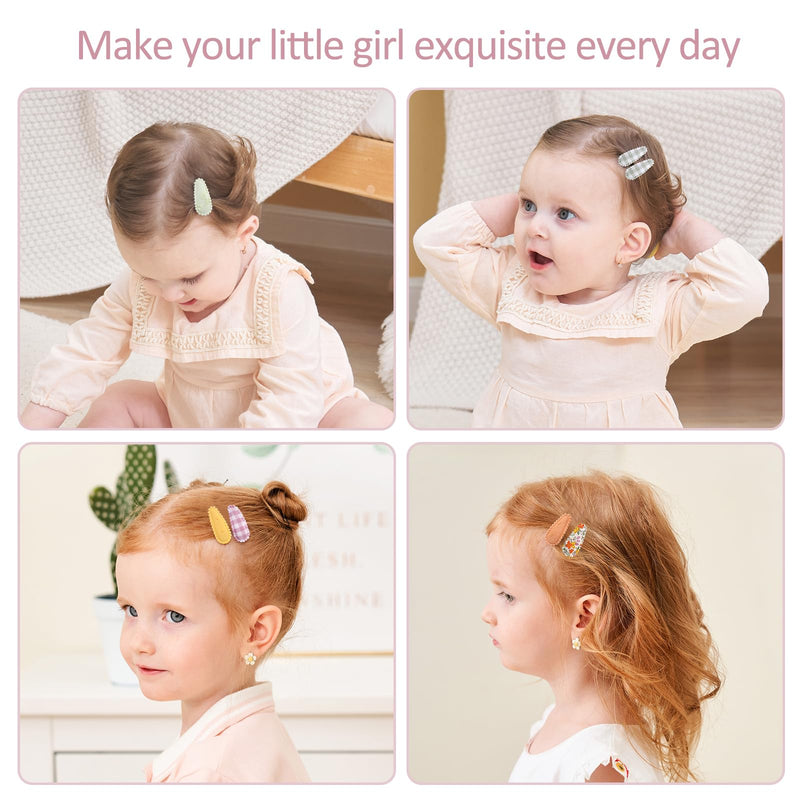 [Australia] - 40 PCS Snap Hair Clips for Girls Flower Patterns Toddler Hair Clips 1.5" Wrapped Mini Baby Hair Clips Cute Baby Girls Fine Hair Barrettes Hair Accessories for Baby Girls Infants Toddler 40 PCS 