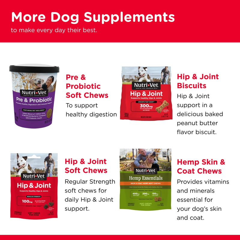 Nutri-Vet Advanced Strength Hip & Joint Chewable Dog Supplements - Formulated with Glucosamine & Chondroitin to Support Dog Cartilage & Mobility - 150 Tablets 150 Count - PawsPlanet Australia