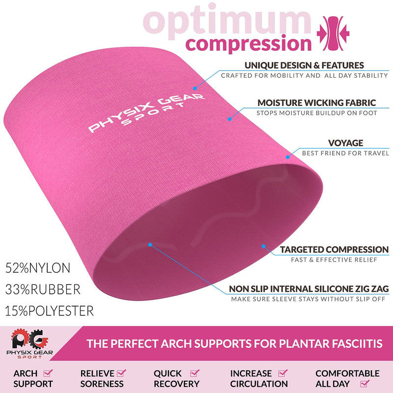 [Australia] - Physix Gear foot bandage metatarsal immediate pain relief for flat feet, splay feet, heel spurs, plantar fasciitis foot bandage midfoot with arch support flat foot insoles PINK XL 
