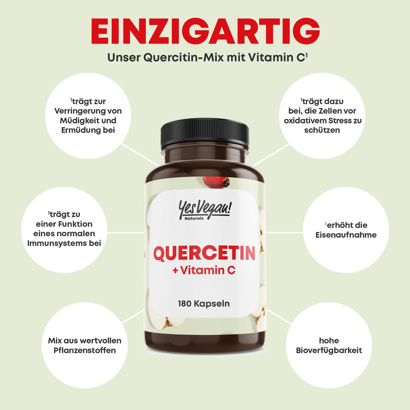 [Australia] - Quercetin 500 mg high dose (180 capsules) with vitamin C - Vegan - Quercetin high dose 