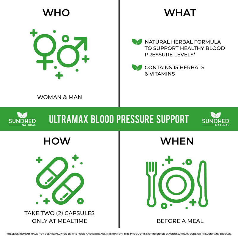 [Australia] - Sundhed Natrual UltraMax Blood Pressure with Bioperine for Enhanced Absorption, Hawthorn Berry Capsules - Multivitamin - 60 Capsules 