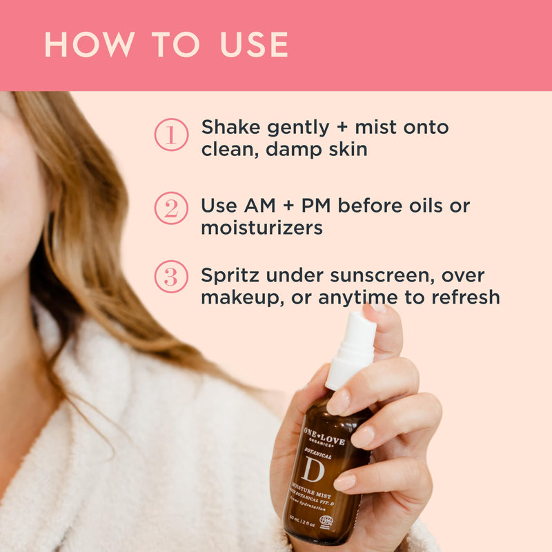 One Love Organics Botanical D Moisture Mist – Hydrating Face Mist & Toner with Vitamin D, Certified Organic & Cruelty Free 2 oz