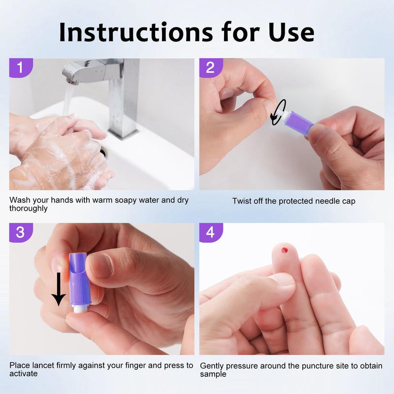 [Australia] - Safety Lancets for Diabetes Testing [100 Count] 30 Gauge 1.8 mm All-in-One Pressure Activated Sterile Blood Lancets for Comfortable Testing 30G 
