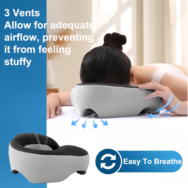 [Australia] - Massage Head Rest For Bed at Home, Bed Massage Head Holder, Face Down Pillow For Sleeping, Massage Table Headrest, Face Cradle, Post-Eye Surgery Recovery, Bamboo Charcoal Memory Foam Pillow Grey 