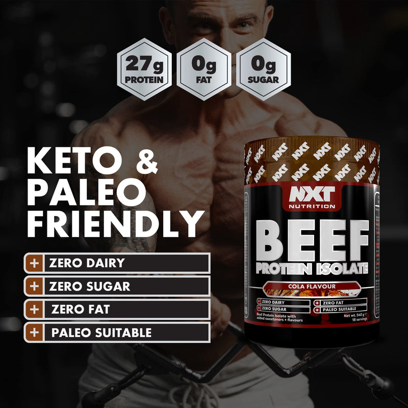 NXT Beef Protein Isolate 540g - High Protein Powder in Natural Amino Acids - Paleo, Keto Friendly - Dairy and Gluten Free | 540g (Cherry Cola)