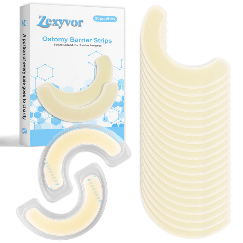 [Australia] - 20PCS Ostomy Barrier Strips Medical Grade Hydrocolloid Skin Barrier Tape for Colostomy, Ileostomy, Urostomy Bags Elastic Ostomy Rings Stoma Supplies Accessories 20PCS 