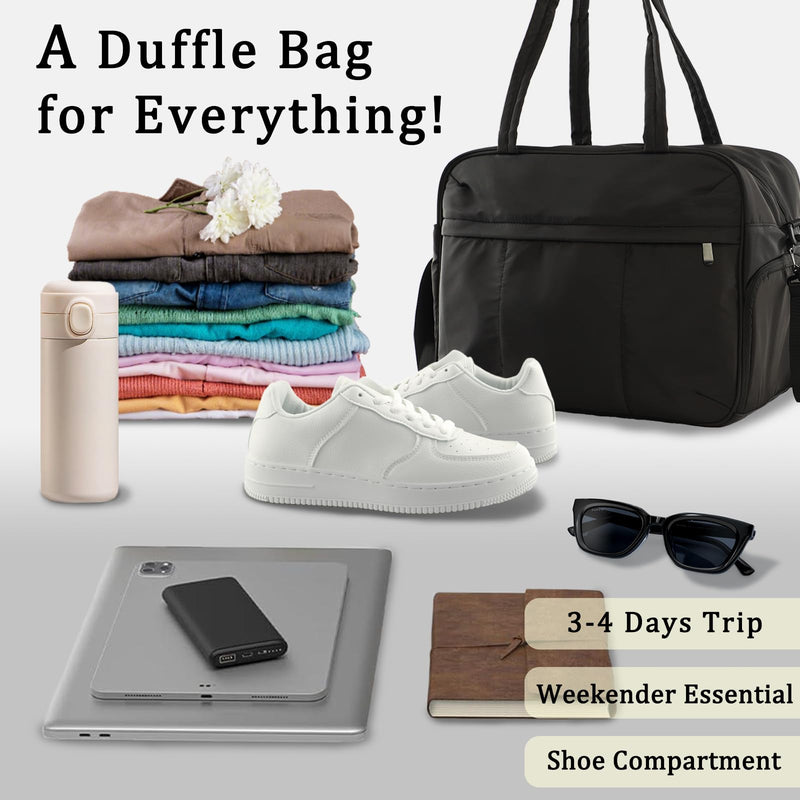 2-Pack Gym Bag for Women, Duffle Bag with Shoe Compartment