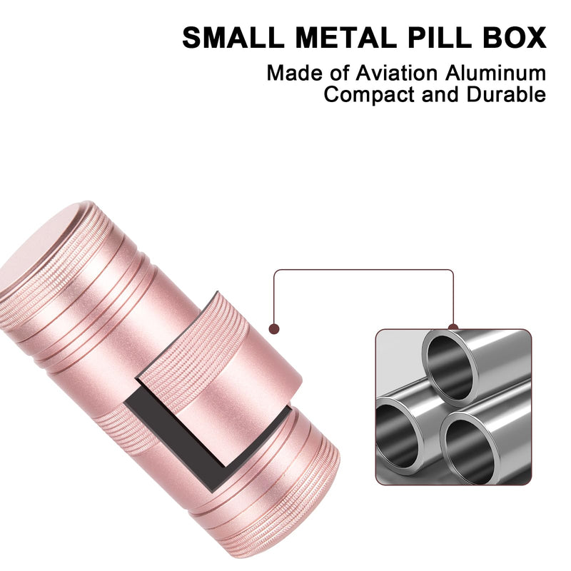 Small Pill Box Metal Pill Case - Portable Waterproof Pill Container for Pocket Purse, Travel Daily Pill Holder, Medicine Organizer for Vitamin/Fish Oil/Supplements Pink 1 Pack Small-Medium