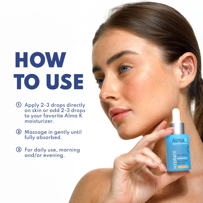Alma K Brightening Booster - Vitamin C Face Serum with AHA, Hydrating and Brightening Serum for Women, Anti Aging, Improve Appearance of Fine Lines & Wrinkles - 1 oz 1 Fl Oz (Pack of 1)