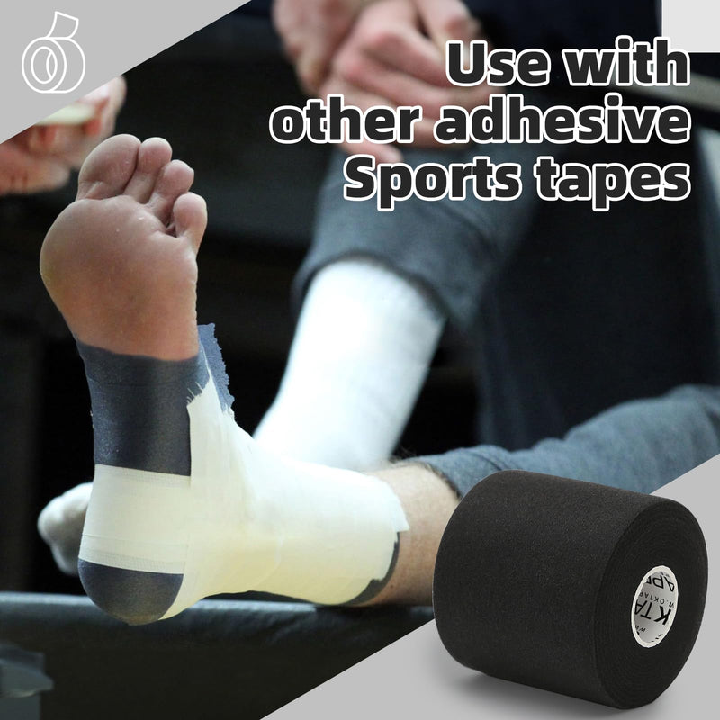 [Australia] - OK TAPE Pre Wrap Tape (4-Rolls) - Athletic Foam Underwrap for Sports, Protect for Ankles Wrists Hands and Knees, 2.75 Inches x 30 Yards - Black 