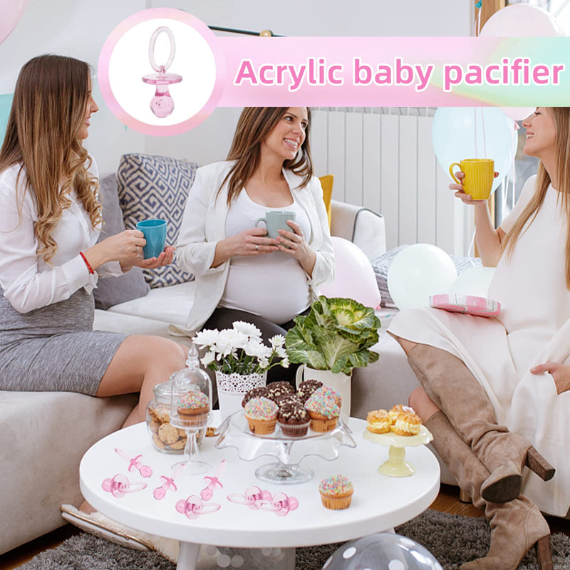 [Australia] - 50 Pieces 2.75 Inch Baby Pacifier Baby Shower Plastic Pacifier for Baby Shower Pacifier, Baby Shower Gender Show Party Decoration DIY Baby Shower Birthday Party Gift (Pink) Pink 